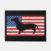 Paillasson Drapeau américain affligé par teckel (Devant)