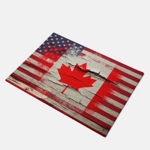 Paillasson Drapeau américain canadien de la peinture de