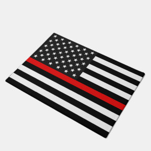 Paillasson Drapeau américain de la ligne rouge mince