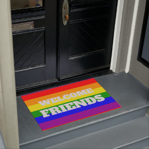 Paillasson Drapeau arc-en-ciel de la fierté gay Bienvenue les