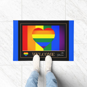 Paillasson Drapeau arc-en-ciel, Maison du coeur et de la fier