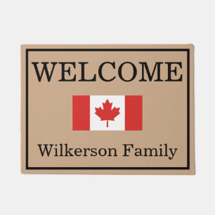 Paillasson Drapeau canadien personnalisé Nom de famille Mat