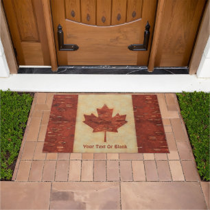 Paillasson Drapeau Canadien Sur L'Écorce De Birch Intérieur