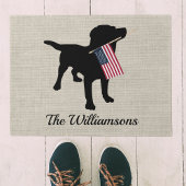 Paillasson Drapeau d'accueil personnalisé Black Lab Dog USA