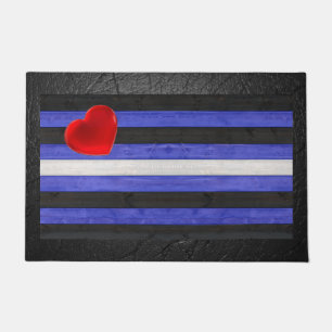 Paillasson Drapeau de fierté en cuir SlipperyJoe's noir bleu 