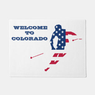 Paillasson Drapeau des Etats-Unis de skieur américain de ski