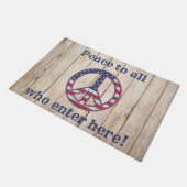 Paillasson Drapeau Des États-Unis - Paix À Tous Ceux Qui Entr (Incliné)