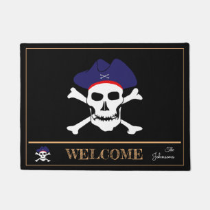Paillasson Drapeau des pirates et capitaine Jack, nattes de m