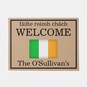 Paillasson Drapeau irlandais personnalisé Nom de famille Door