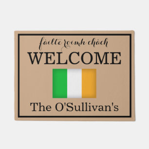 Paillasson Drapeau irlandais personnalisé Nom de famille Élég