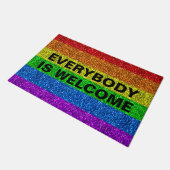 Paillasson Drapeau LGBT arc-en-ciel parties scintillant faux  (Incliné)