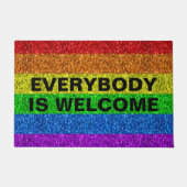 Paillasson Drapeau LGBT arc-en-ciel parties scintillant faux  (Devant)