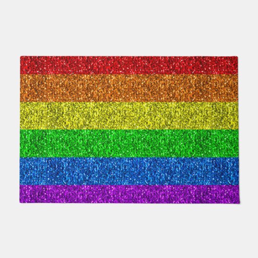Paillasson Drapeau LGBT vibrante parties scintillant arc-en-c (Devant)