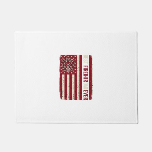 Paillasson Drapeau vertical vintage papa pompier (Devant)
