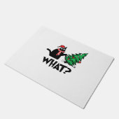 Paillasson Drôle cadeau de chat noir poussant l'arbre de Noël (Incliné)