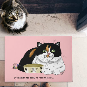 Paillasson Drôle Chat Tacheté Gâté Nourrir Rose