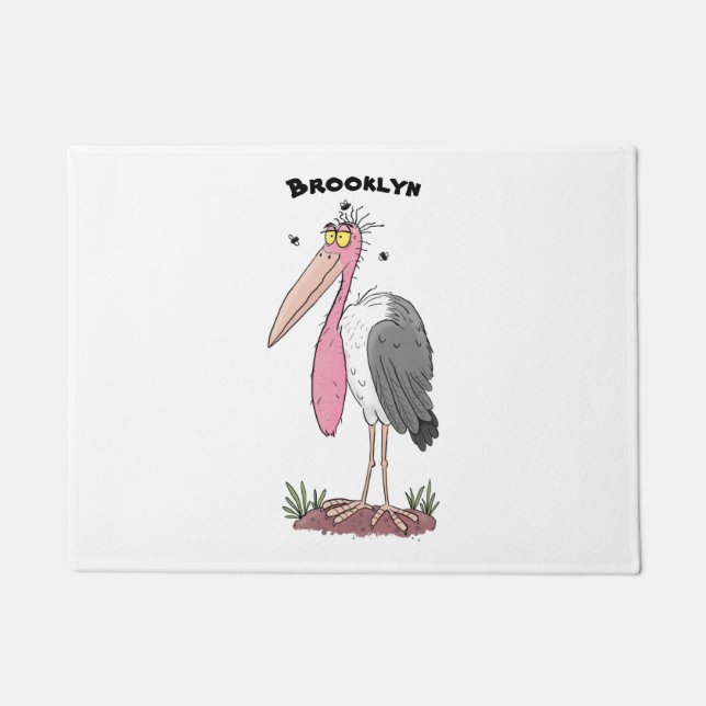 Paillasson Drôle dessin animé de cigogne en marabou (Devant)