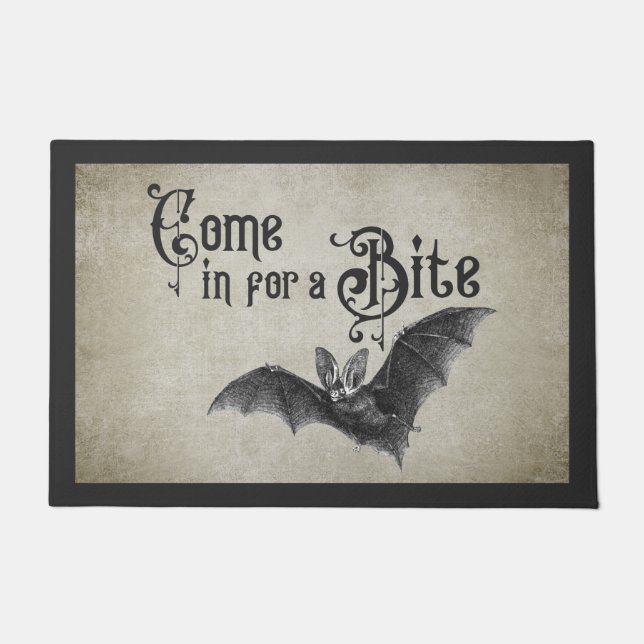 Paillasson Drôle Halloween Vampire Bat Venez pour un Bite (Devant)