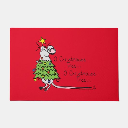 Paillasson Drôle Noël mignon Souris Arbre Cartoon (Devant)