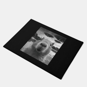 Paillasson Drôle Selfie Graphique de Capybara avec des OVNIS