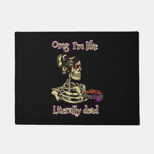 Paillasson Drôle Skeleton Boire Je suis littéralement Dead Co (Devant)