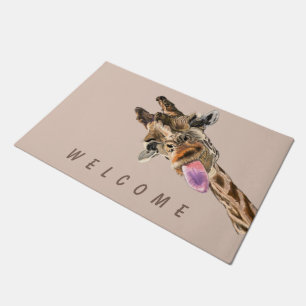 Paillasson Drôle Tongue de la Girafe et le Wink de bienvenue