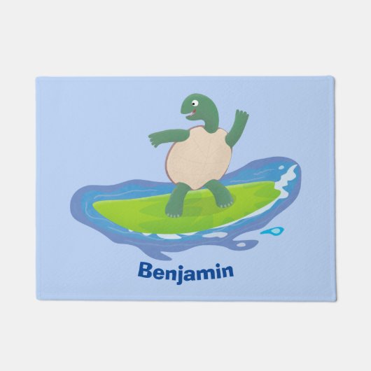 Paillasson Drôle tortue vague de surf dessin animé (Devant)