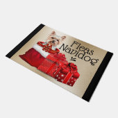 Paillasson Drôle yorkie Noël fleurons navidog cadeaux (Incliné)