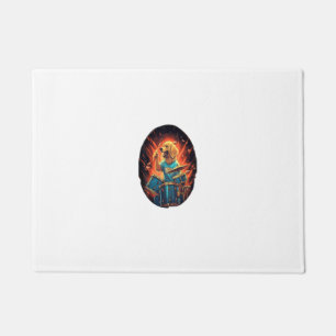 Paillasson Drummer Rocker Golden Retriever Chien Drummer