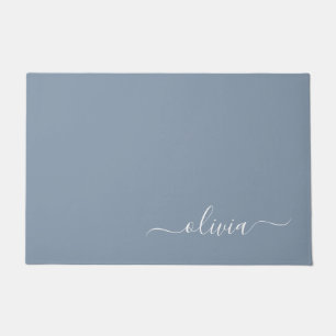 Paillasson Dusty Blue minimaliste moderne Monogramme élégant