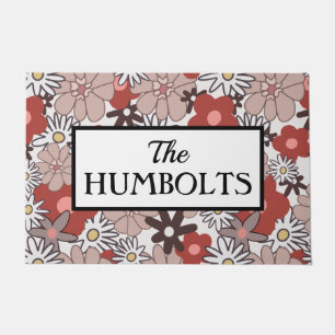 Paillasson Dusty Rose Floral Nom personnalisé