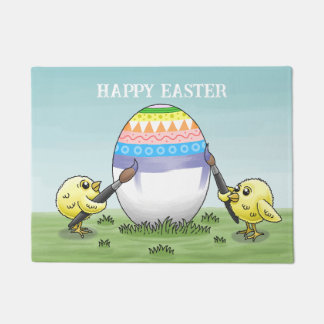 Paillasson Easter egg painted by the two chickens