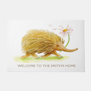 Paillasson Echidna whimna animal aquarelle art personnalisé