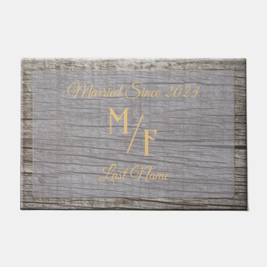 Paillasson Écorce d'arbre rustique personnalisée avec initial (Devant)