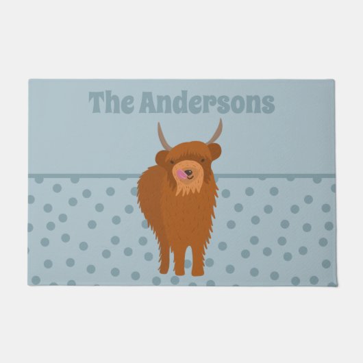 Paillasson Écossais Highland Cattle Cow Graphic Personnalisé (Devant)