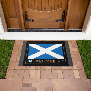 Paillasson Ecosse & Ecosse Drapeau maison mat / sports Bienve