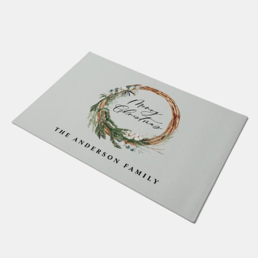 Paillasson Écriture de feuille minimale moderne Noël (Incliné)