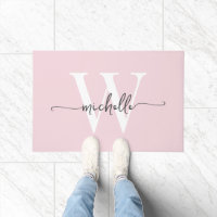 Écriture de nom de monogramme rose blush élégant m