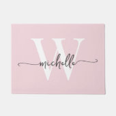 Paillasson Écriture de nom de monogramme rose pâle élégant mo (Devant)