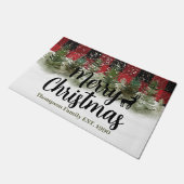 Paillasson Écriture festive de famille arbre d'hiver Joyeux N (Incliné)