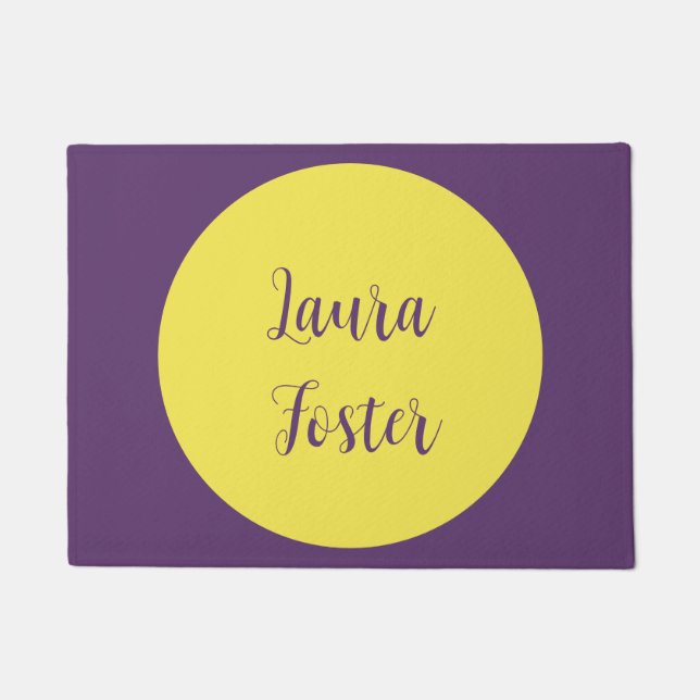 Paillasson Écriture manuscrite Nom élégant Indigo et couleur  (Devant)