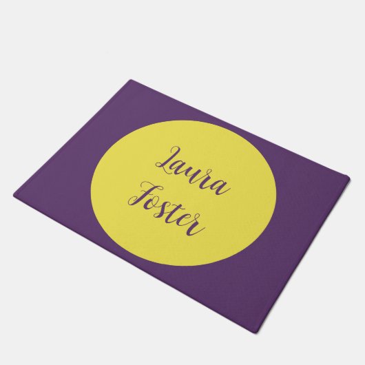 Paillasson Écriture manuscrite Nom élégant Indigo et couleur (Incliné)