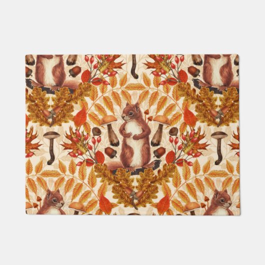 Paillasson Écureuil d'automne sur blanc (Devant)