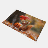 Paillasson Écureuil mignon avec parapluie à feuilles - Pluie (Incliné)