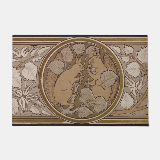 Paillasson Écureuils Art Déco Sable Brûlé Brown Walter Crane (Devant)