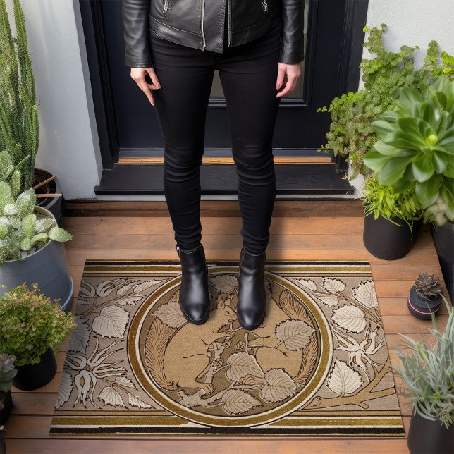 Paillasson Écureuils Art Déco Sable Brûlé Brown Walter Crane (Créateur téléchargé)