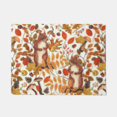 Paillasson Écureuils d'automne et flore automnale sur le blan (Devant)