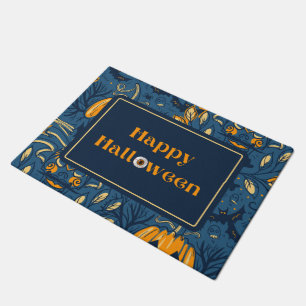 Paillasson Éffrayant Boo Halloween Happy Bleu Orange Automne