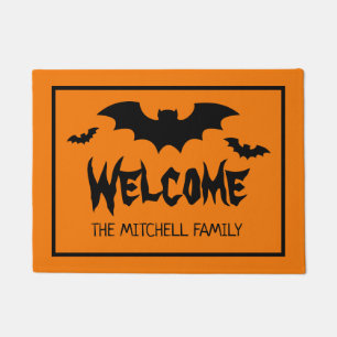 Paillasson Éffrayant Halloween chauves-souris nom personnali