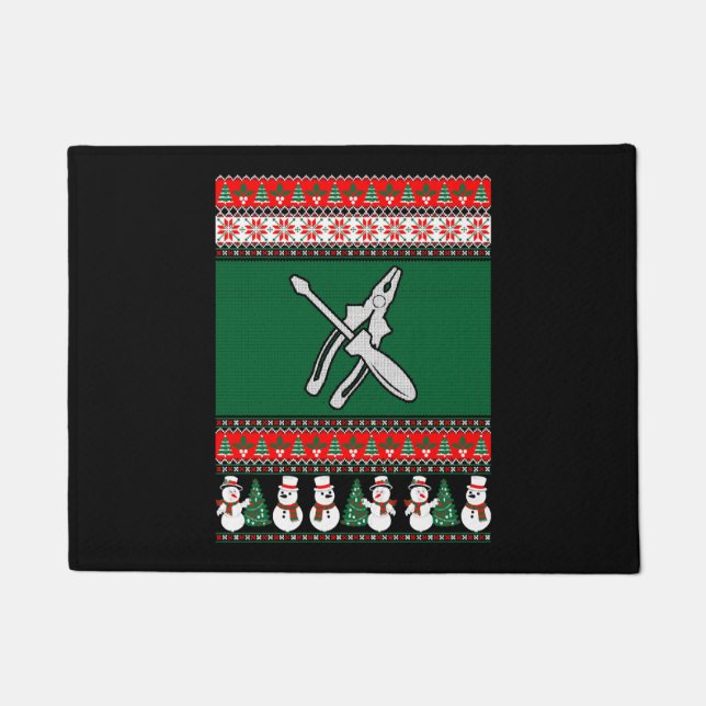 Paillasson Électricien Vilain Chandail de Noël (Devant)